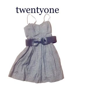 TWENTYONE grey belted spaghetti strap dress size medium NWT